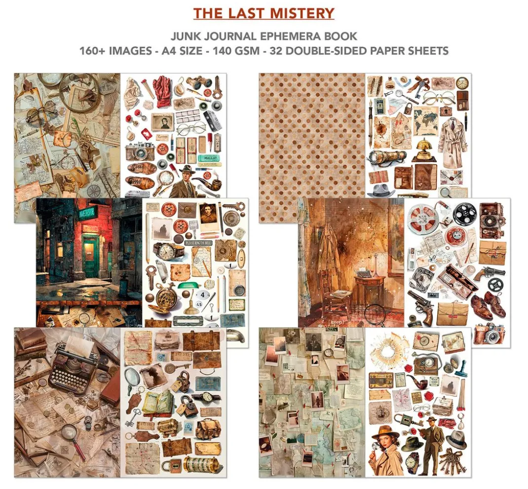 Ciao Bella Papier-Bastelsets|Farb- & Motivblöcke>Junk Journal & Ephemera Book "The Last Mystery"