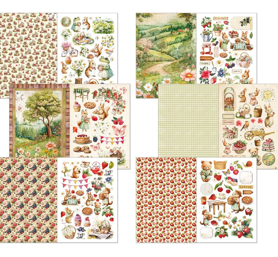 Ciao Bella Papier-Bastelsets|Farb- & Motivblöcke>Junk Journal & Ephemera Book "Woodland Party"
