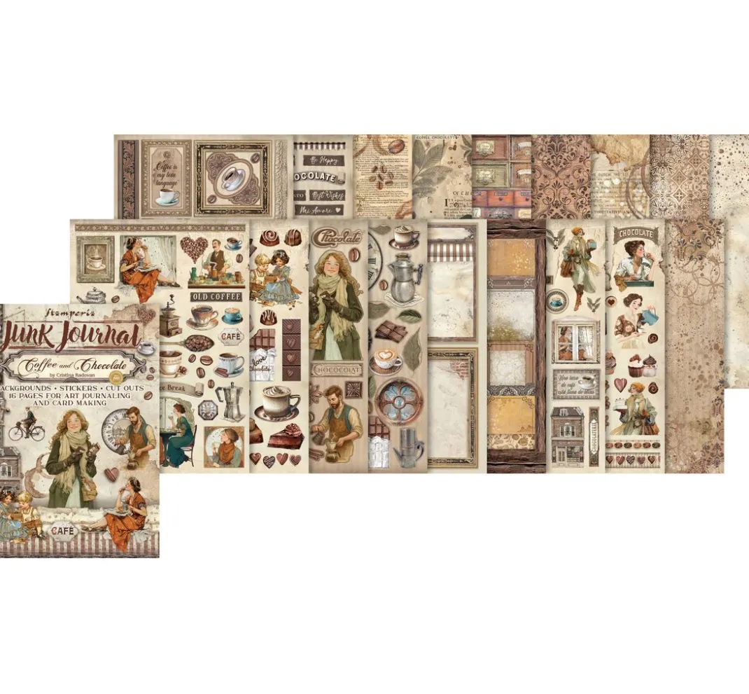 Stamperia Scrapbooking|Papier-Bastelsets>Junk Journal Book "Coffee and Chocolate"