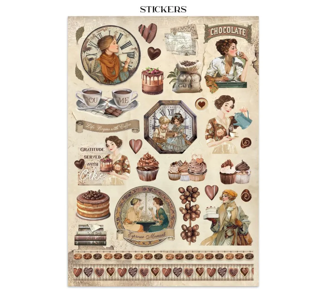 Stamperia Scrapbooking|Papier-Bastelsets>Junk Journal Book "Coffee and Chocolate"