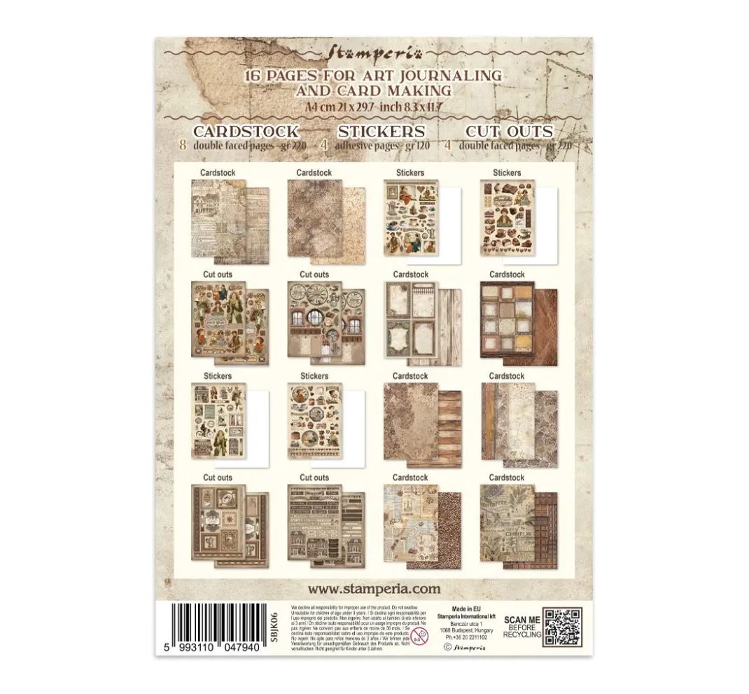 Stamperia Scrapbooking|Papier-Bastelsets>Junk Journal Book "Coffee and Chocolate"