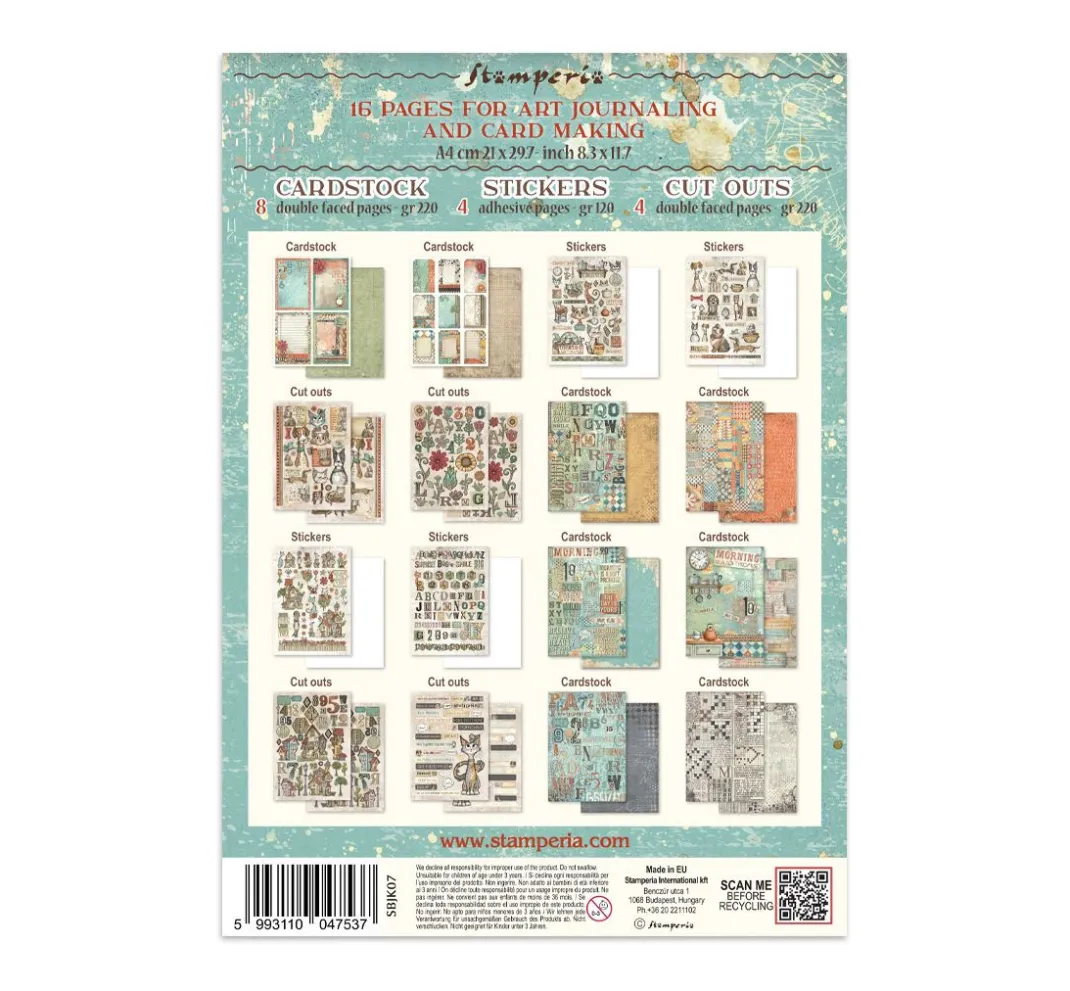 Stamperia Papier-Bastelsets|Farb- & Motivblöcke>Junk Journal Book "Furry Friends"