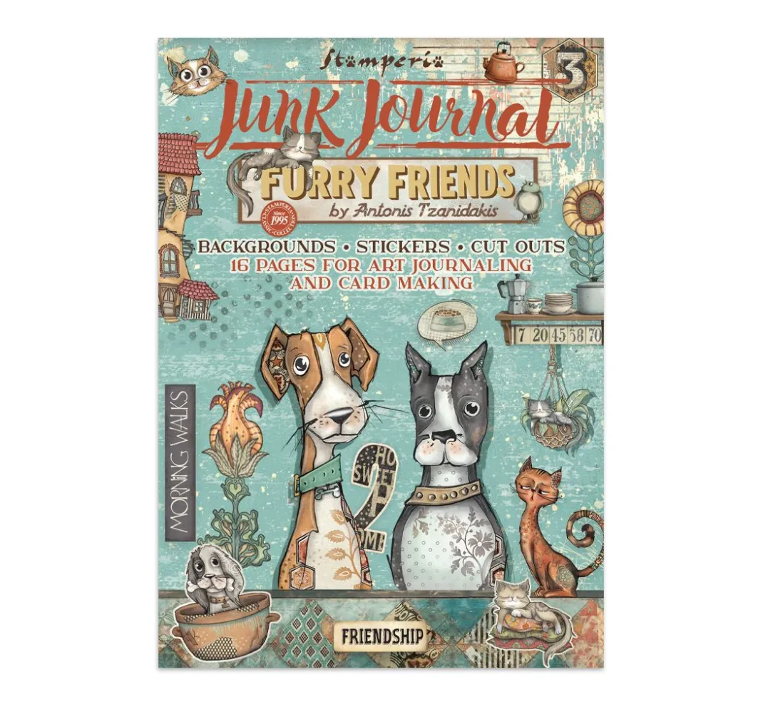 Stamperia Papier-Bastelsets|Farb- & Motivblöcke>Junk Journal Book "Furry Friends"