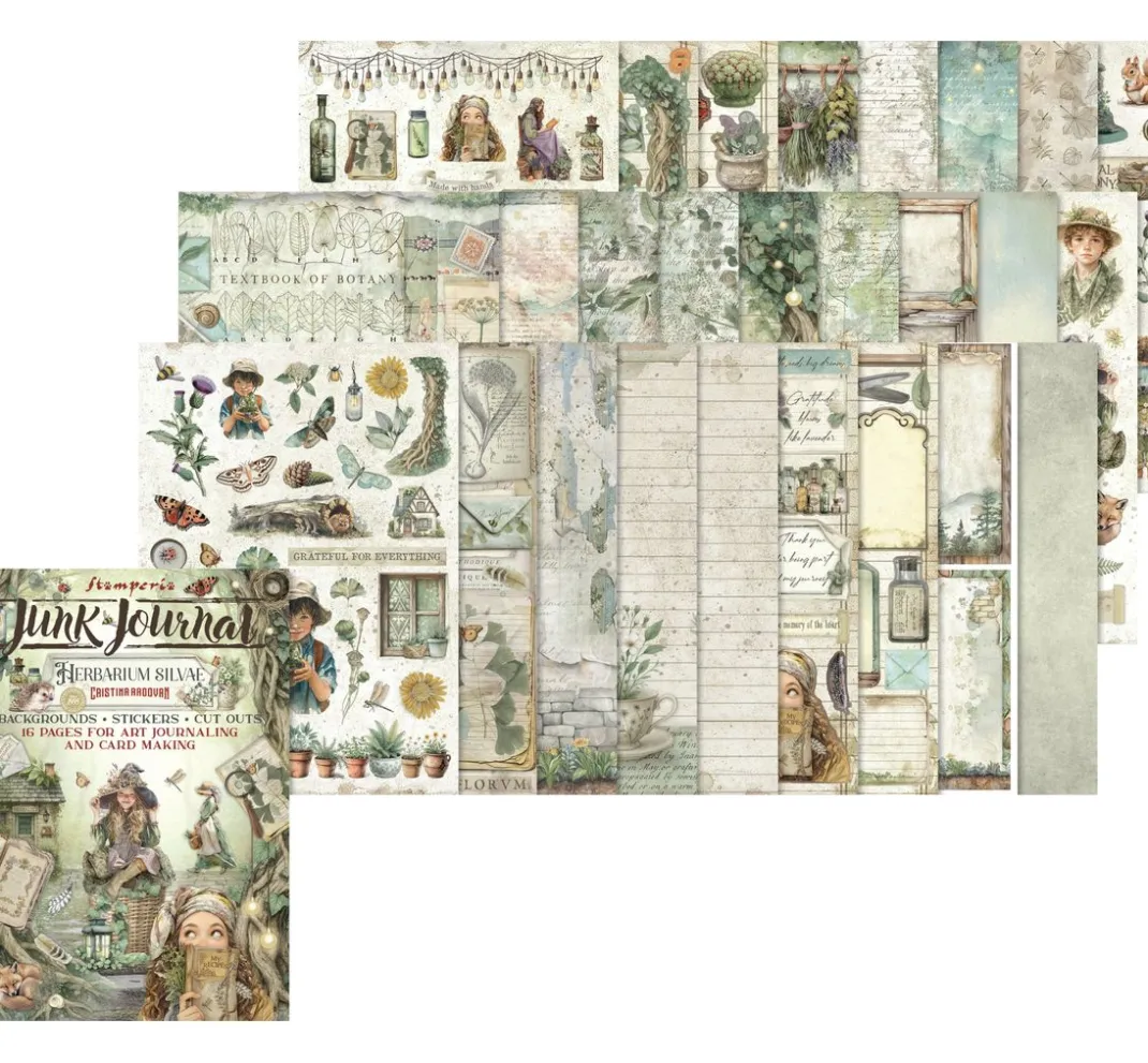 Stamperia Scrapbooking|Papier-Bastelsets>Junk Journal Book "Herbarium Silvae"