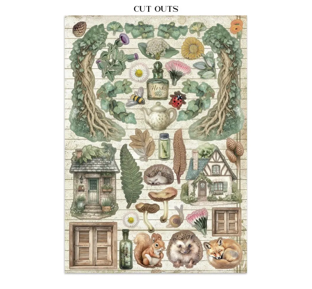 Stamperia Scrapbooking|Papier-Bastelsets>Junk Journal Book "Herbarium Silvae"