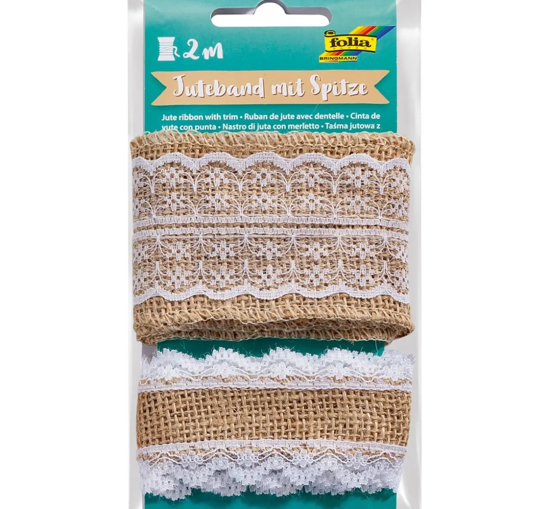 folia Sets|Jute, Wolle, Filz & Sisal>Juteband mit Spitze