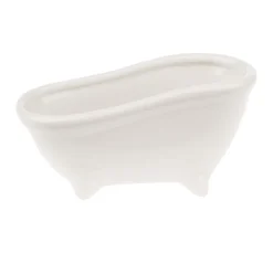 HobbyFun Seifen-Design|Glas & Porzellan>Keramik-Seifenschale "Badewanne", 15x7x7,2cm, weiß glänzend