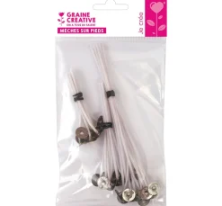 Graine Creative Kerzen Gestalten>Kerzendochte gewachst mit Metallfuß, 3 versch. Größen