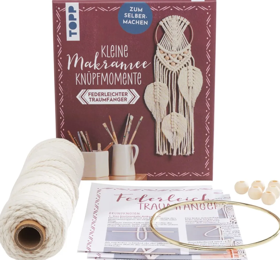 Topp Makramee|Makramee Diy Set>Kleine Knüpfmomente: Makramee-Knüpf-Set "Federleichter Traumfänger"
