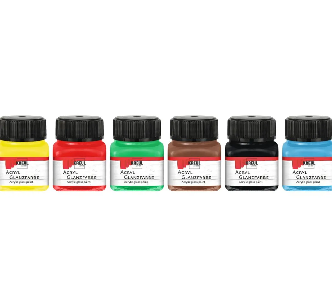 Kreul Kreative Bastelfarbe>KREUL Acryl Glanzfarben Basis-Set, 6 x 20 ml