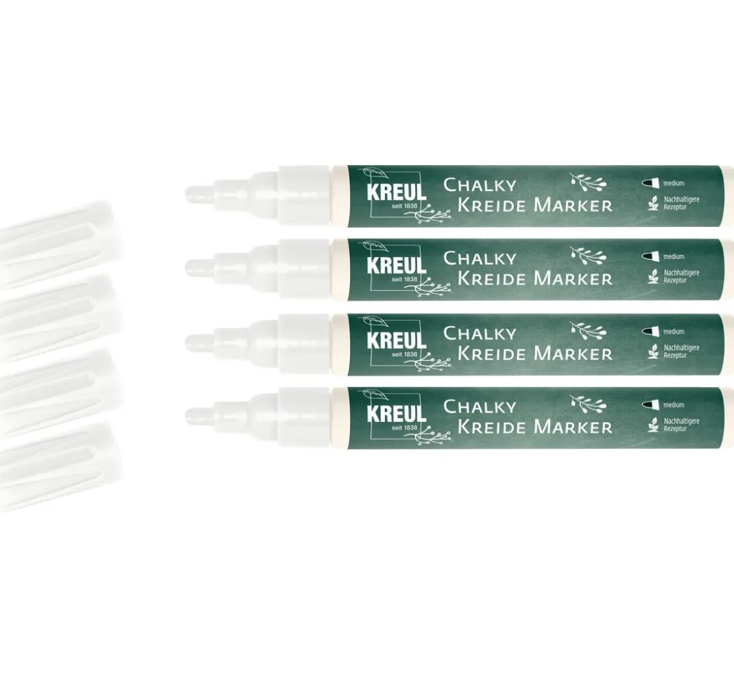 Kreul Kreative Tafelfarbe|Kreidefarbe>KREUL Chalky Kreide Marker Weiß 4er-Set