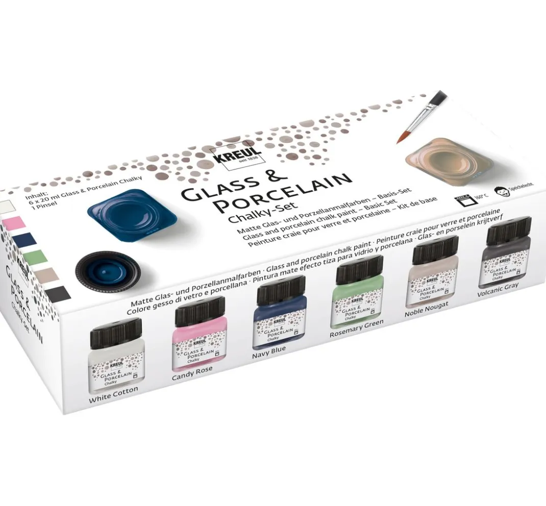 Kreul Kreative Kreidefarbe|Glas- & Porzellanmalfarbe>KREUL Glass & Porcelain "Chalky-Set", 6 x 20 ml