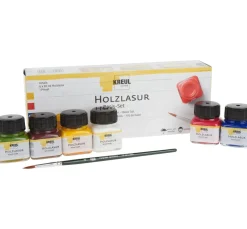 Kreul Kreative Glasuren & Lasuren|Lacke & Lasuren>KREUL Holzlasur "Basis-Set", 6 Farben à 20 ml