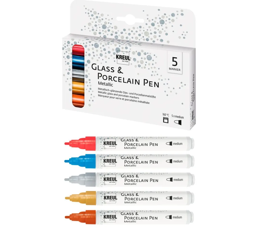 Kreul Kreative Stifte|Glas- & Porzellanmalerei>KREUL PorcelainPen metallic 160°C, 5er-Set