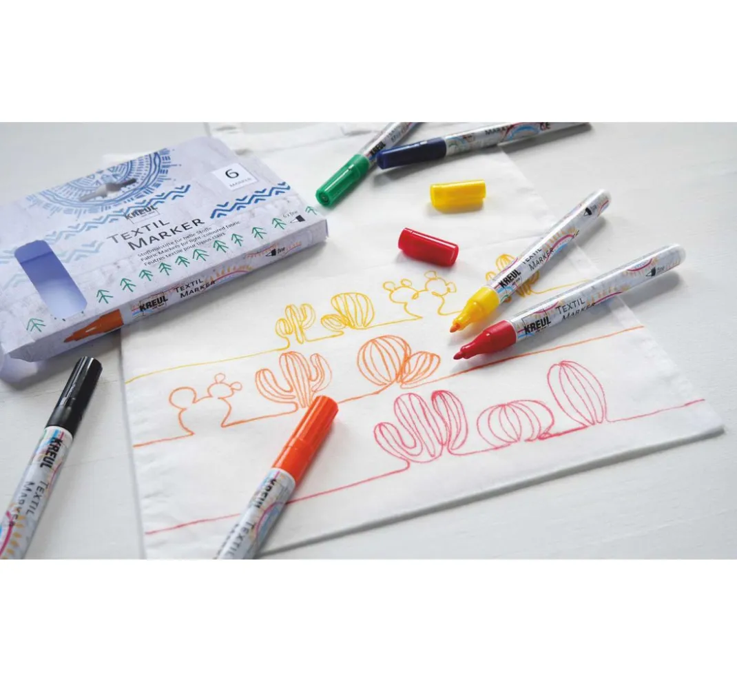 Kreul Kreative Textilfarbe|Stifte>KREUL Textil Marker fine, 6er-Set