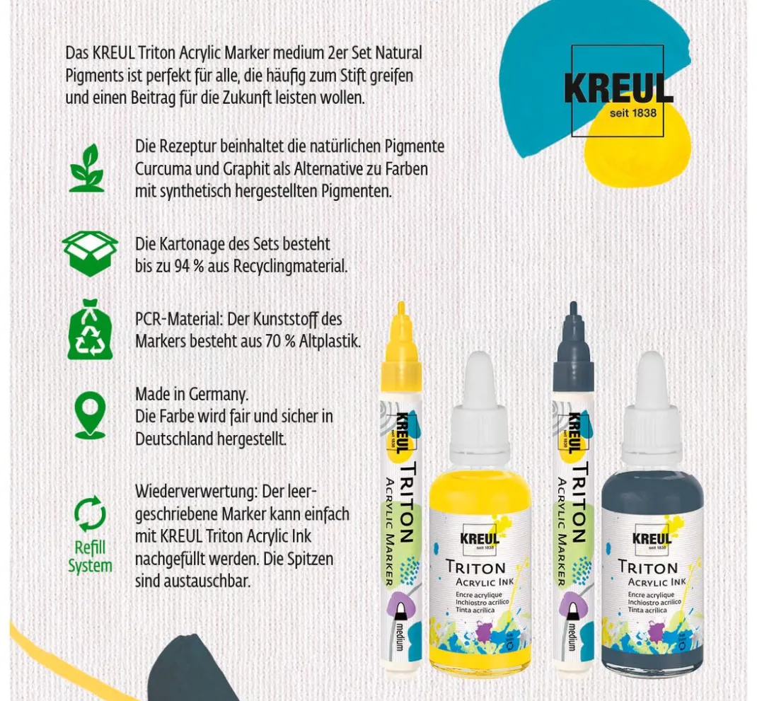 Kreul Stifte|Künstlerfarbe>Triton Acrylic Marker medium "Natural Pigments"