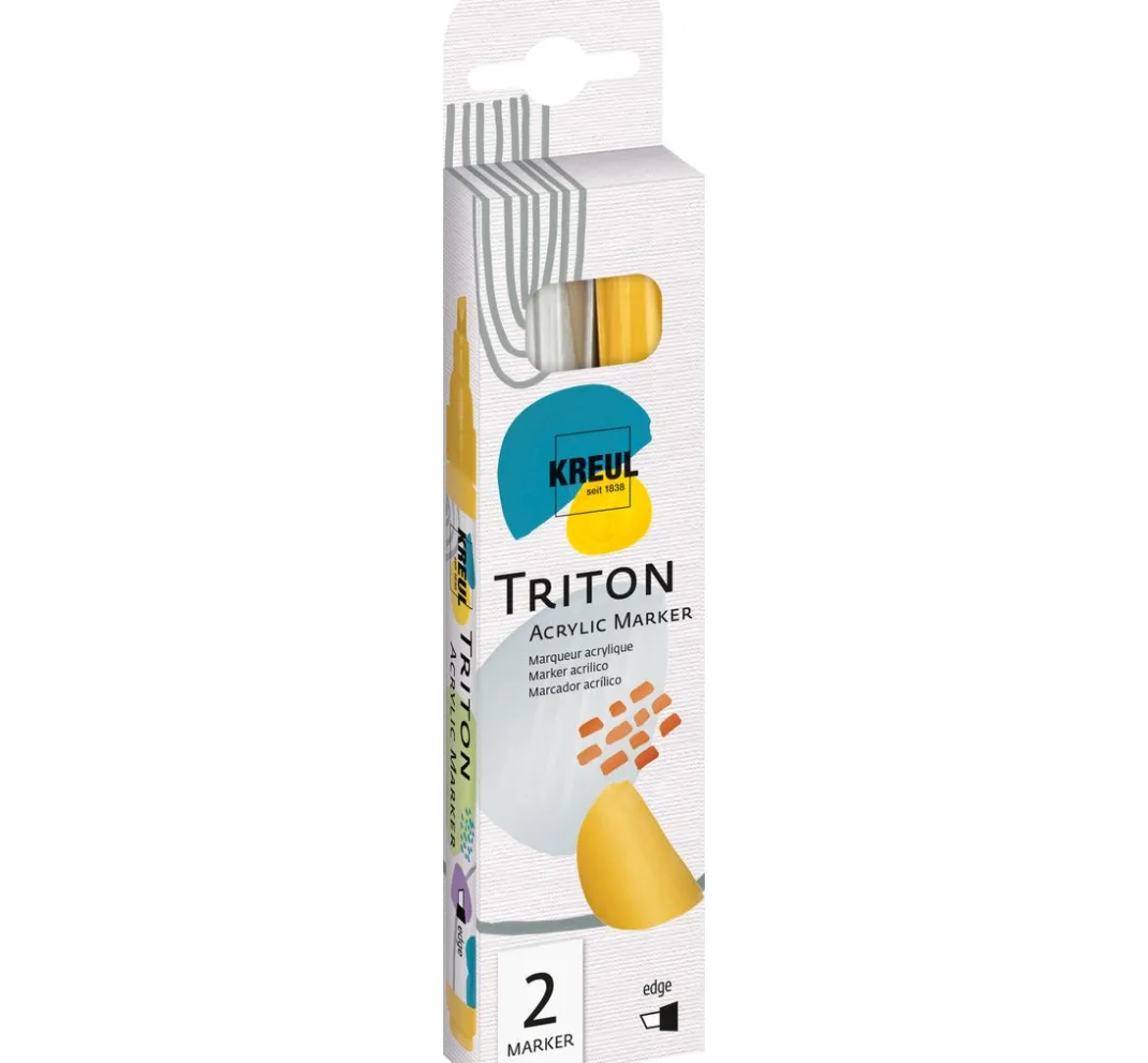 Kreul Künstler Stifte|Künstlerfarbe>KREUL Triton Acrylic Marker "edge", 2er-Set, Silber & Gold