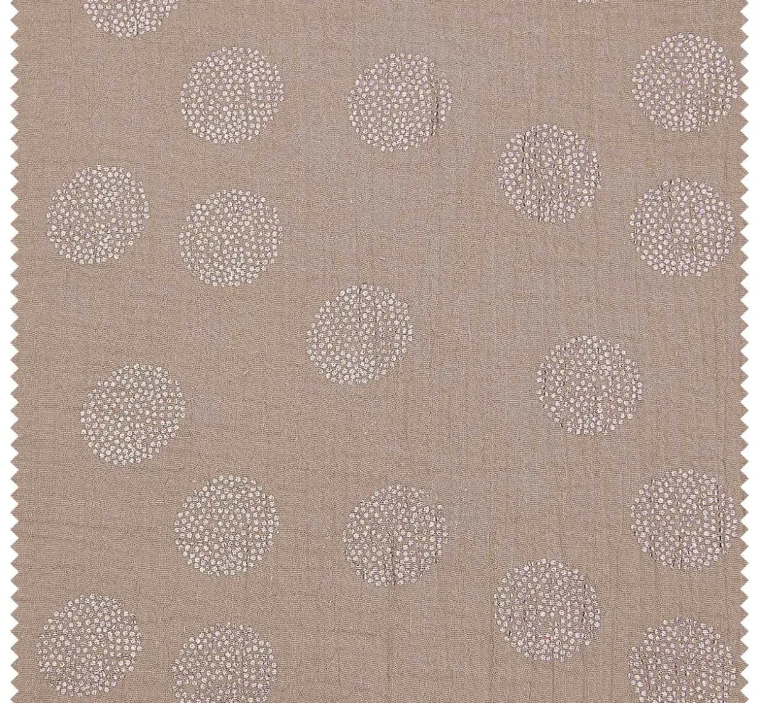 Rico Design Musselin Stoff|Stoff Meterware>Krinkel-Musselin Baumwoll-Stoff mit Metallic-Effekt "Sakura Blossom Taupe"