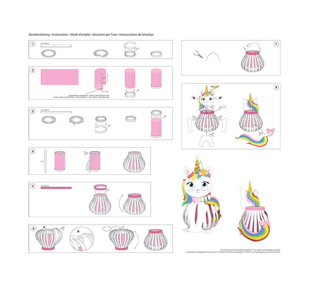 Kinder URSUS Papier|Papier-Bastelsets>Laternen-Bastelset "Kittycorn"