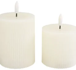 ohne Marke Led-Kerzen & Led-Teelichte|Kerzen Gestalten>LED-Echtwachskerze "Gerillt", 2er Set, mit Timer 6/18 Std.