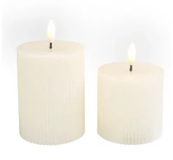 ohne Marke Led-Kerzen & Led-Teelichte|Kerzen Gestalten>LED-Echtwachskerze "Gerillt", 2er Set, mit Timer 6/18 Std.