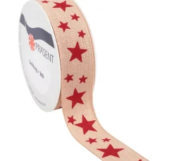 PRÄSENT Geschenk- & Ringelband|Deko-, Motiv- & Schmuckband>Leinenband "Sterne"