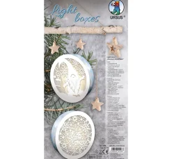 URSUS Laterne Basteln|Papier-Bastelsets>Lightboxes "Gnome & Snowflakes", 2er-Set