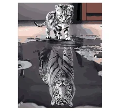 Kinder Figured'Art Malsets|Malen Nach Zahlen>Malen nach Zahlen "Katze und Tiger"