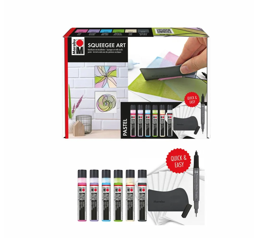 Marabu Künstlerfarbe|Bastelfarbe>Acryl Color Squeegee Art Set