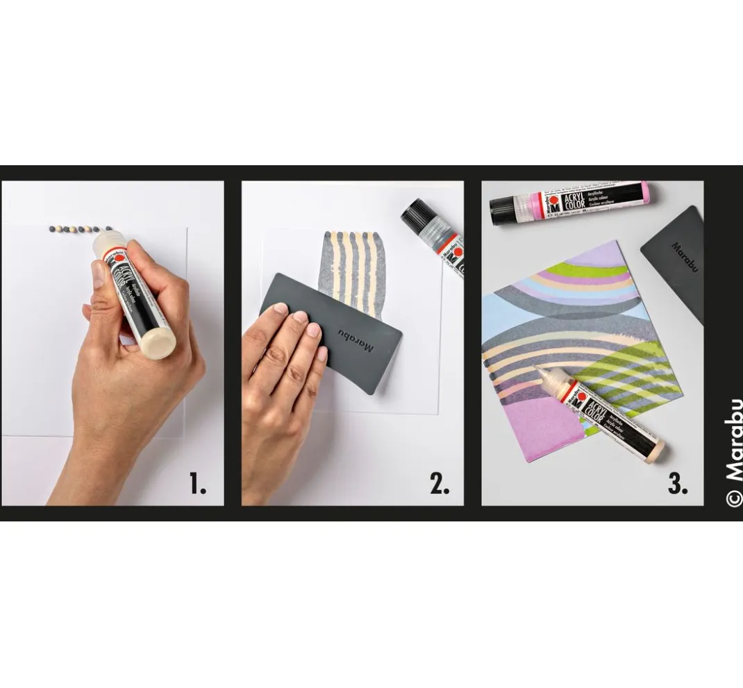 Marabu Künstlerfarbe|Bastelfarbe>Acryl Color Squeegee Art Set