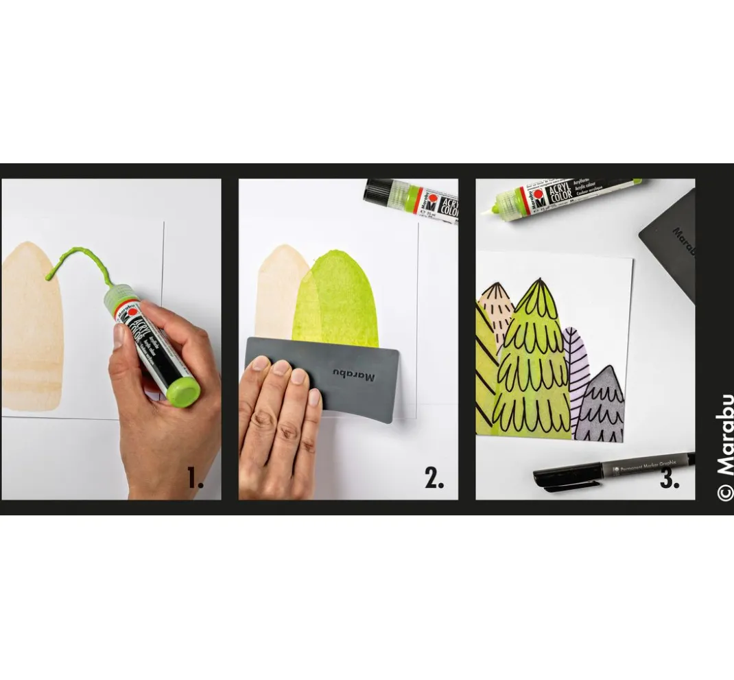 Marabu Künstlerfarbe|Bastelfarbe>Acryl Color Squeegee Art Set