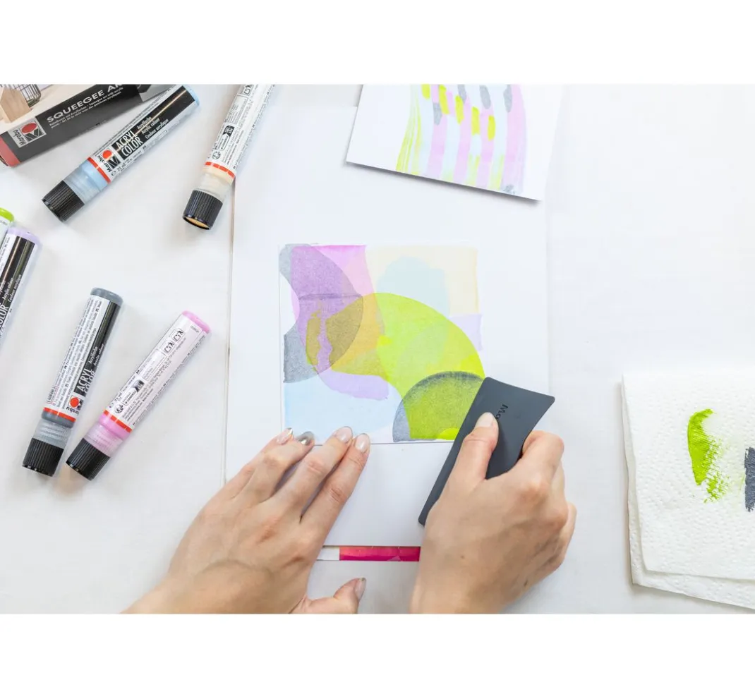 Marabu Künstlerfarbe|Bastelfarbe>Acryl Color Squeegee Art Set