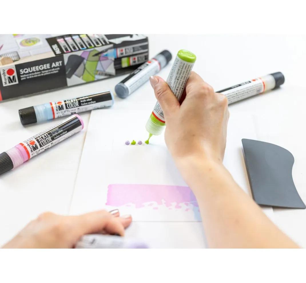 Marabu Künstlerfarbe|Bastelfarbe>Acryl Color Squeegee Art Set