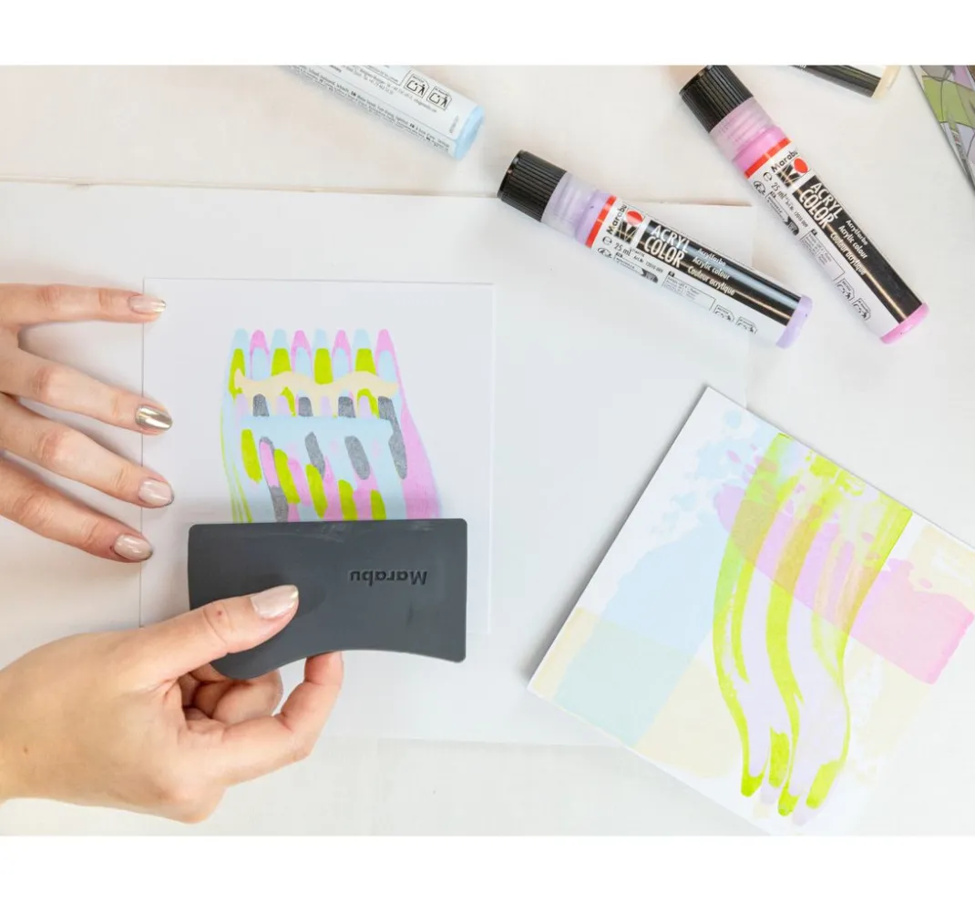 Marabu Künstlerfarbe|Bastelfarbe>Acryl Color Squeegee Art Set