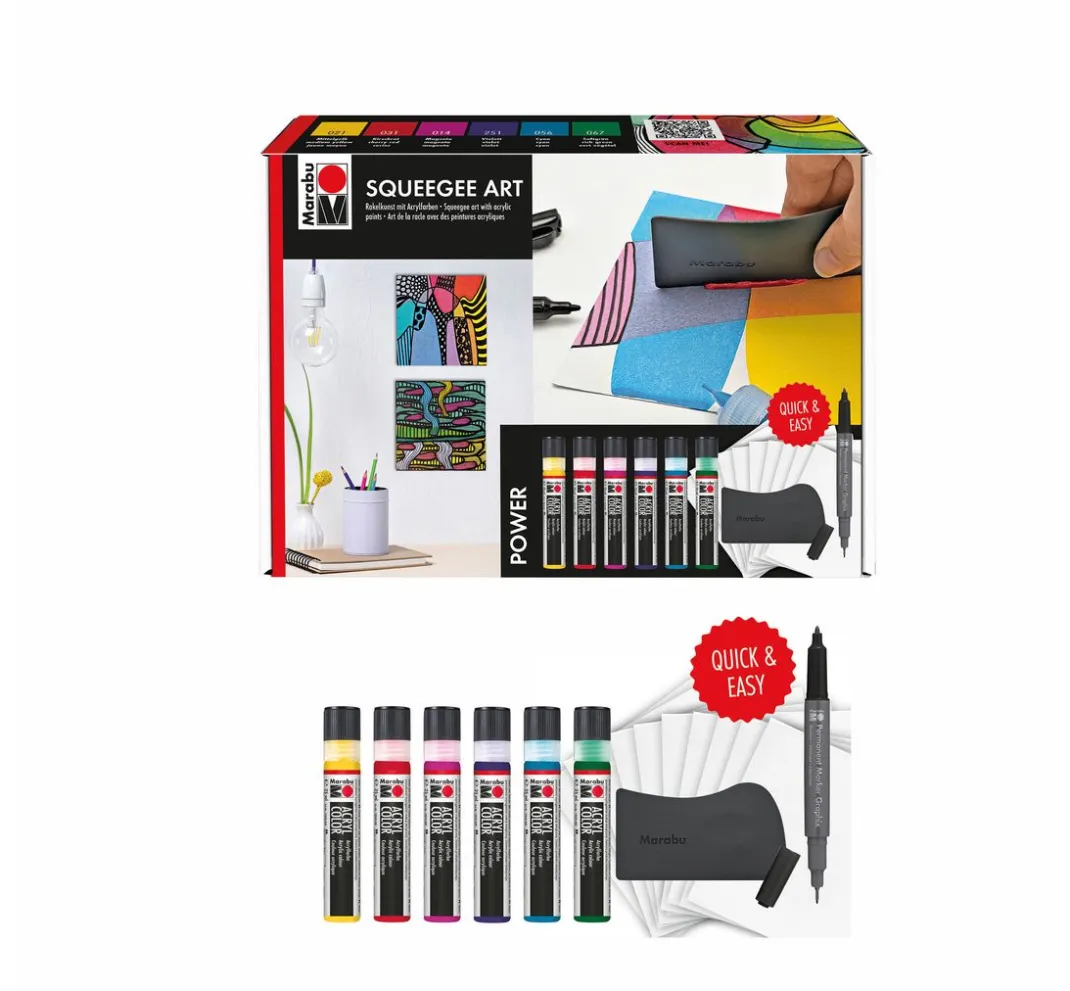 Marabu Künstlerfarbe|Bastelfarbe>Acryl Color Squeegee Art Set