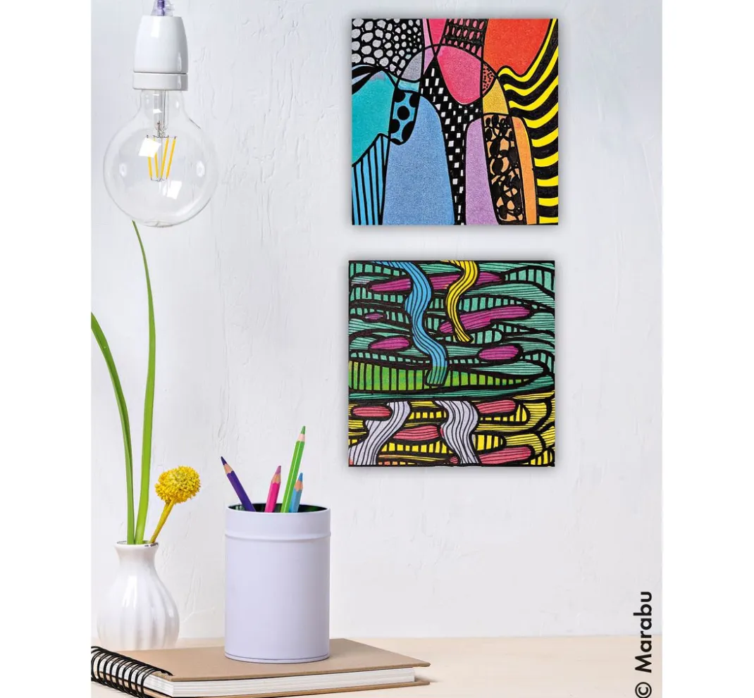 Marabu Künstlerfarbe|Bastelfarbe>Acryl Color Squeegee Art Set