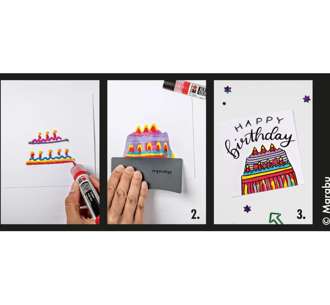 Marabu Künstlerfarbe|Bastelfarbe>Acryl Color Squeegee Art Set