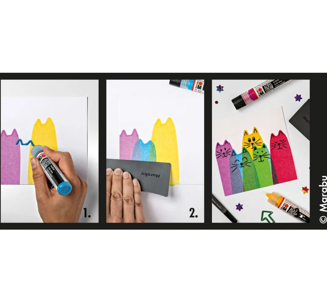 Marabu Künstlerfarbe|Bastelfarbe>Acryl Color Squeegee Art Set