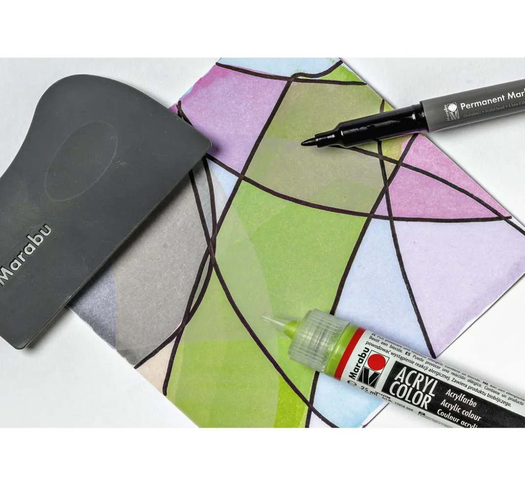 Marabu Künstlerfarbe|Bastelfarbe>Acryl Color Squeegee Art Set