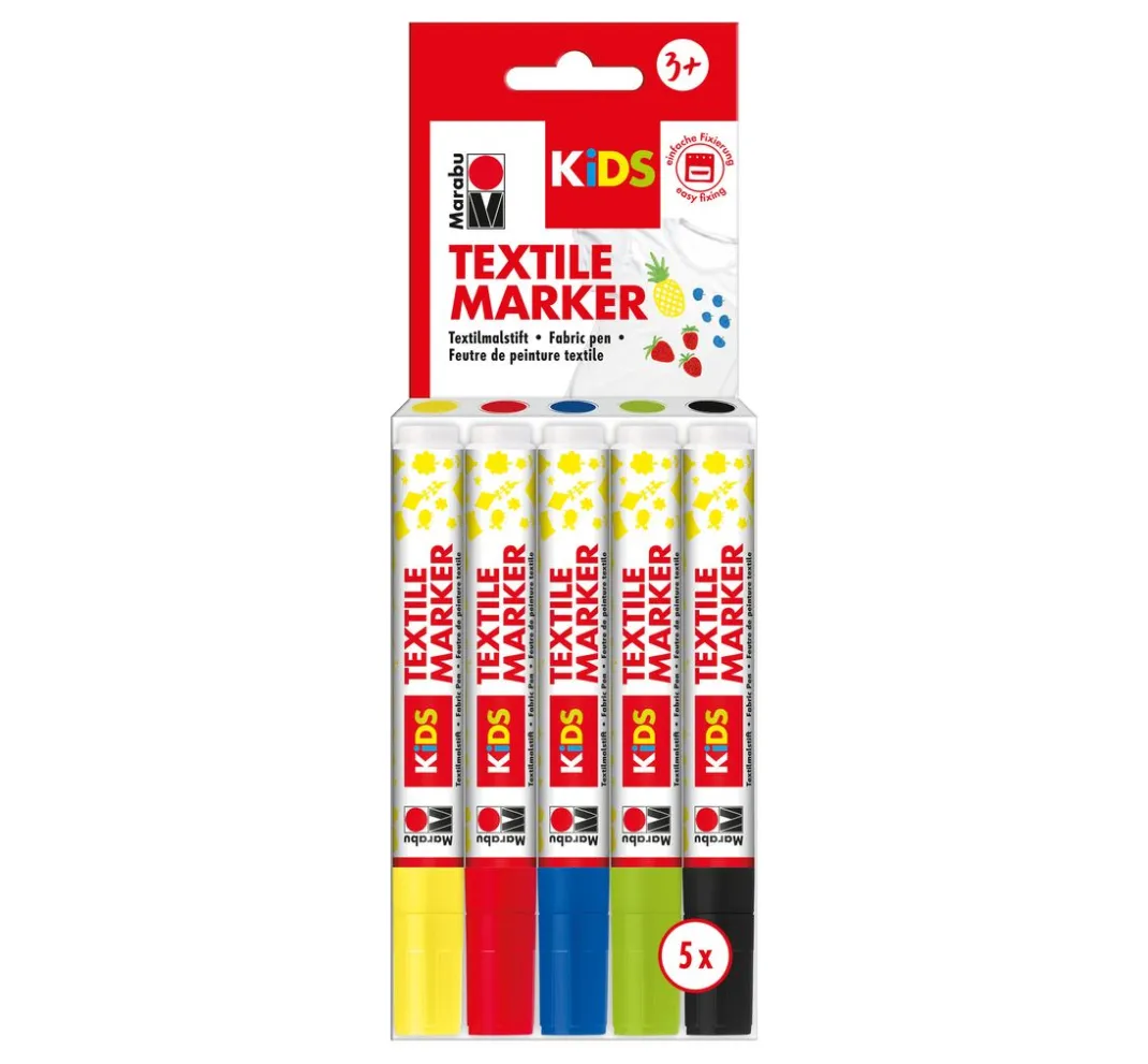 Kinder Marabu Stifte & Marker|Textilfarbe>KIDS TEXTILMARKER, 5er-Set