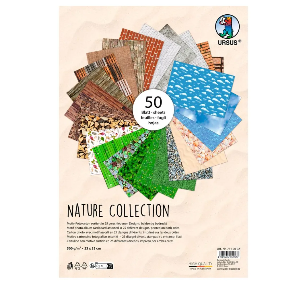 Kinder URSUS Papier|Farb- & Motivblöcke>Motiv-Fotokarton-Kollektion "Nature"
