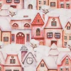 VBS Marktplatz Stoff Meterware|Weihnachtsstoffe>Motiv-Stoff Leinenoptik "Häuser im Schnee"