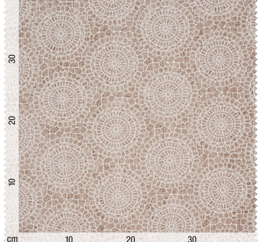 VBS Marktplatz Dekostoff|Stoff Meterware>Motiv-Stoff Leinenoptik "Mandala Kreise Spitze"