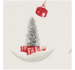 VBS Marktplatz Stoff Meterware|Weihnachtsstoffe>Motiv-Stoff Leinenoptik mit Golddruck "Snowman and Santa"