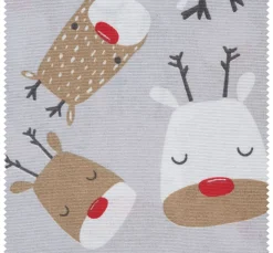 VBS Marktplatz Stoff Meterware|Weihnachtsstoffe>Motiv-Stoff Leinenoptik "Red Nose Rudi"
