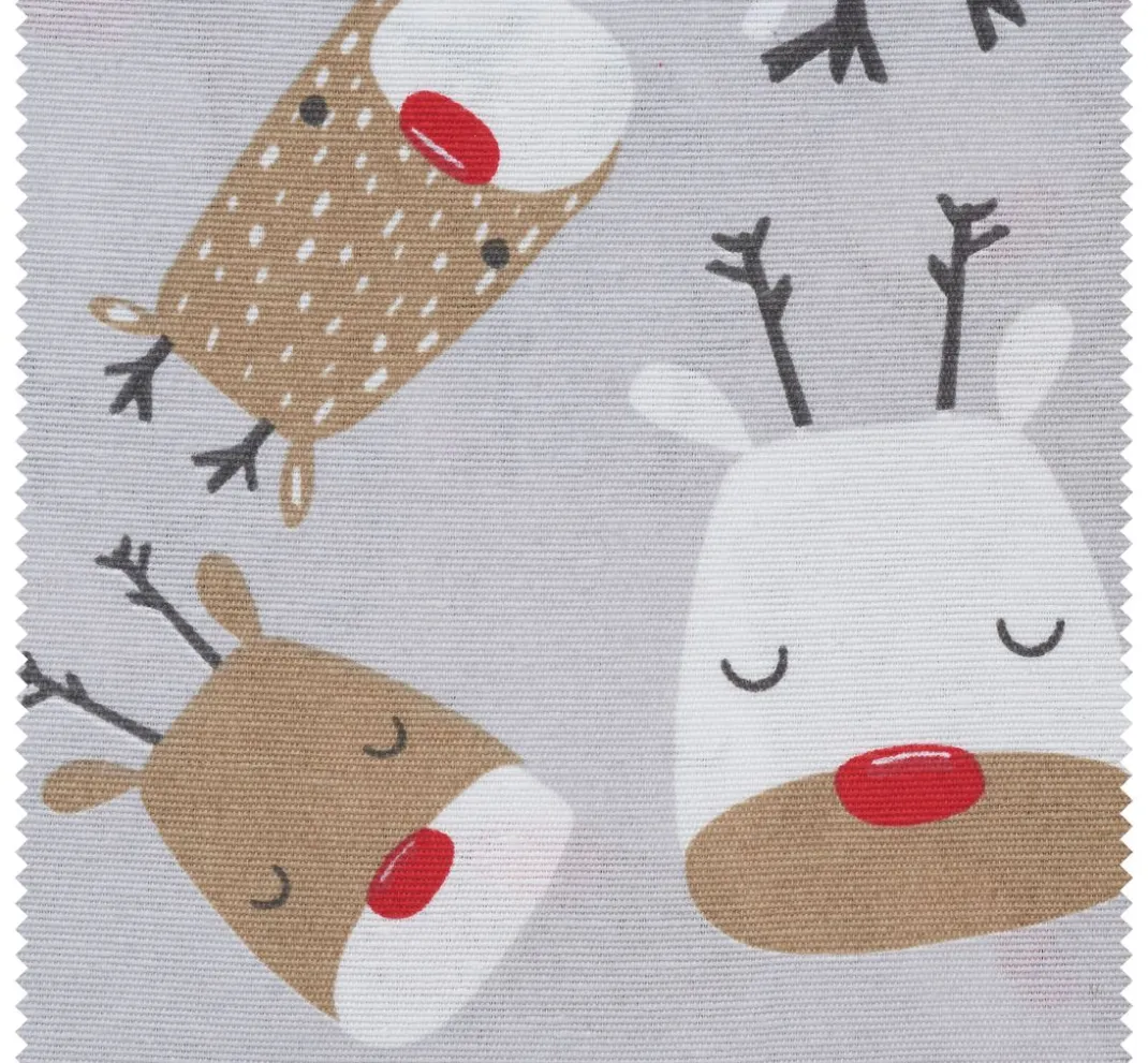 VBS Marktplatz Stoff Meterware|Weihnachtsstoffe>Motiv-Stoff Leinenoptik "Red Nose Rudi"