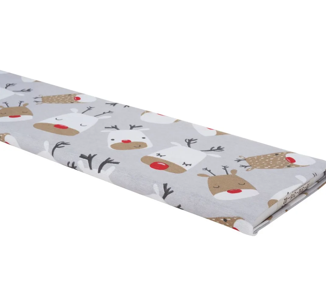 VBS Marktplatz Stoff Meterware|Weihnachtsstoffe>Motiv-Stoff Leinenoptik "Red Nose Rudi"