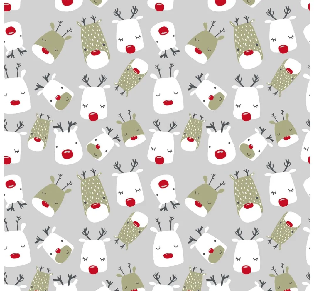 VBS Marktplatz Stoff Meterware|Weihnachtsstoffe>Motiv-Stoff Leinenoptik "Red Nose Rudi"