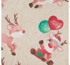 VBS Marktplatz Weihnachtsstoffe|Dekostoff>Motiv-Stoff Leinenoptik "Reindeer Rudolph"