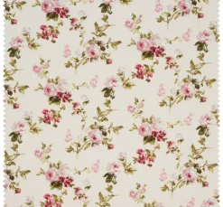 VBS Marktplatz Stoff Meterware>Motiv-Stoff Leinenoptik "Rosen"